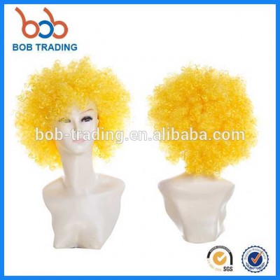 classic fans football afro wigs yellow hair football fans wig